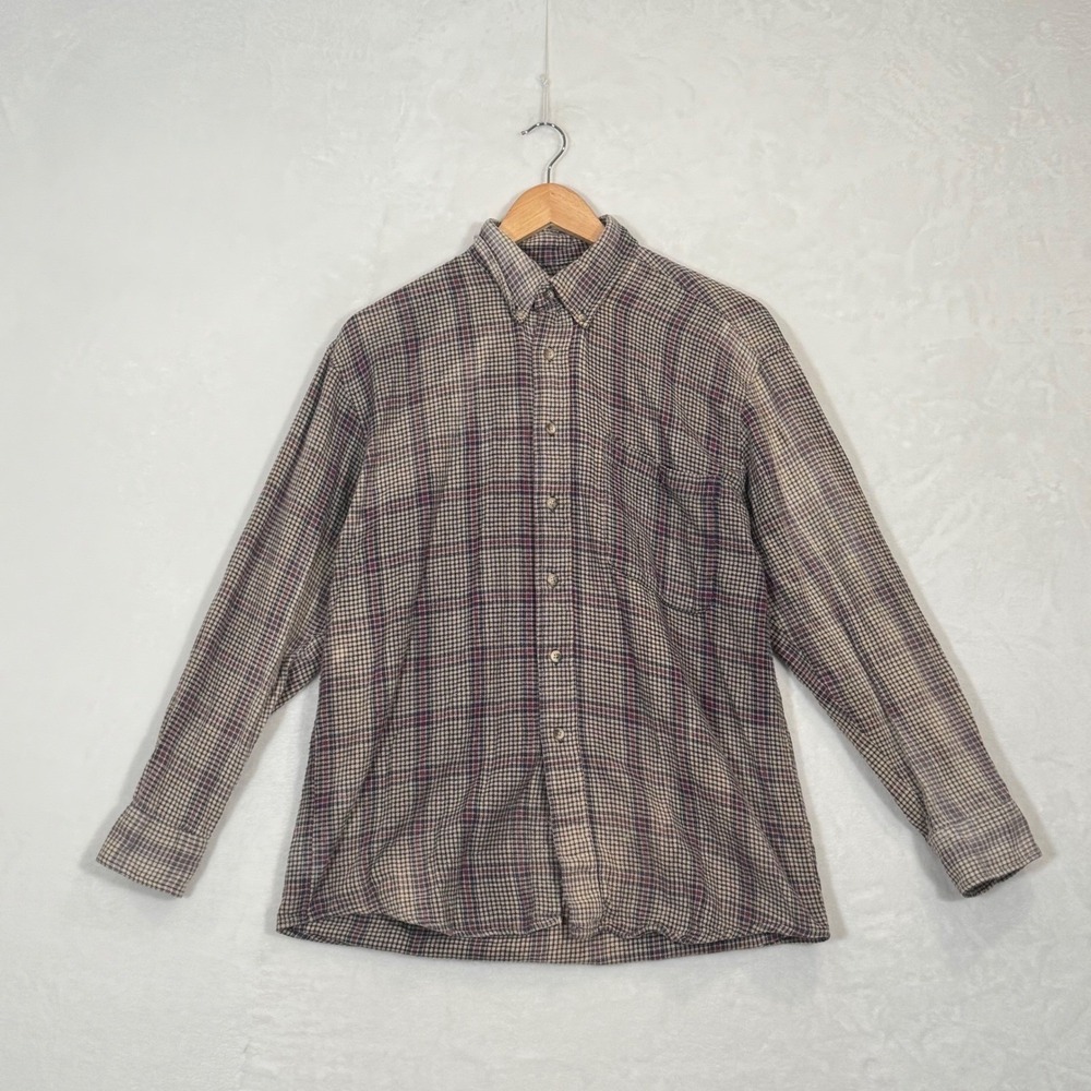 Outfitters Expedition Multicolor Houndstooth Plaid‎ Button Down Shirt Size M